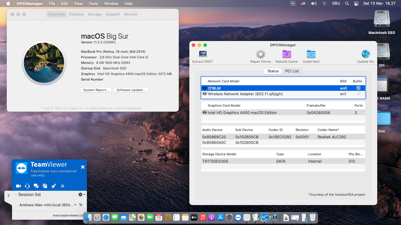 Success Hackintosh macOS Big Sur 11.2.3 Build 20D91 in Dell Latitude E7440